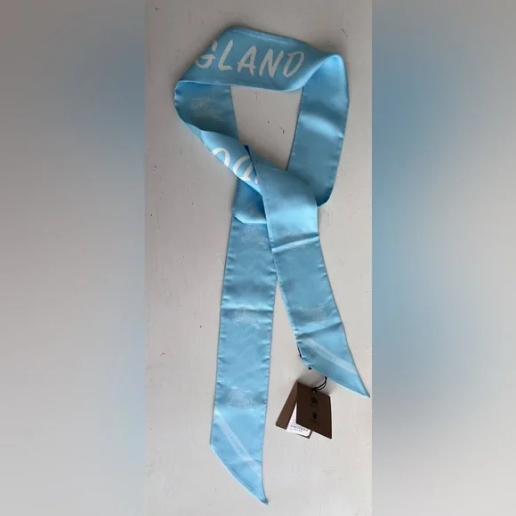 BURBERRY Skinny Silk Scarf- Topaz Blue - Picture 13 of 13